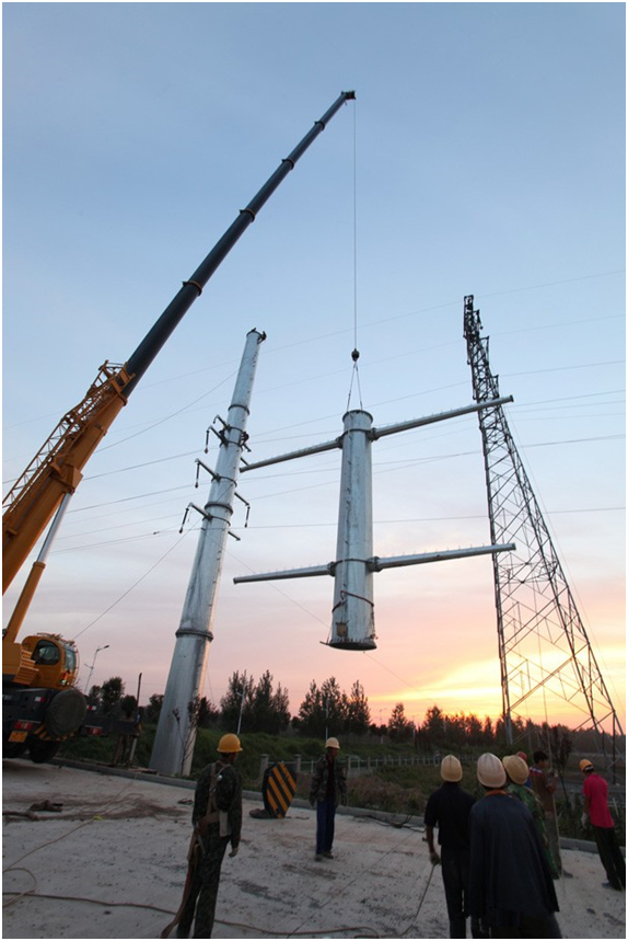 35KV Zinc Coated Steel Electric Power Pole For Electric Transmission Line Overhead Project
